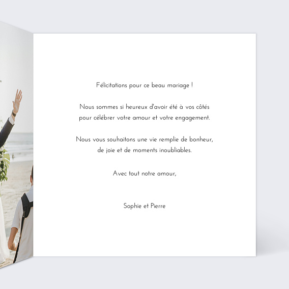 Carte félicitations mariage Pêle-Mêle Coeur Intérieur Droit