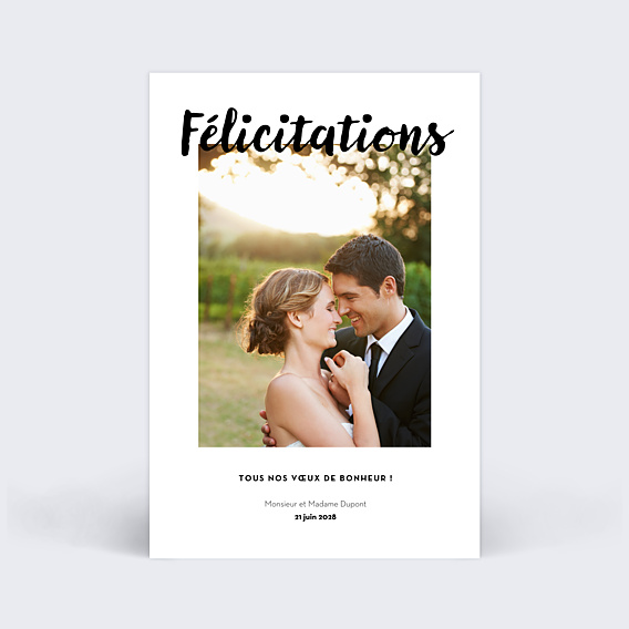 Félicitations Mariage Grand Cadre Blanc