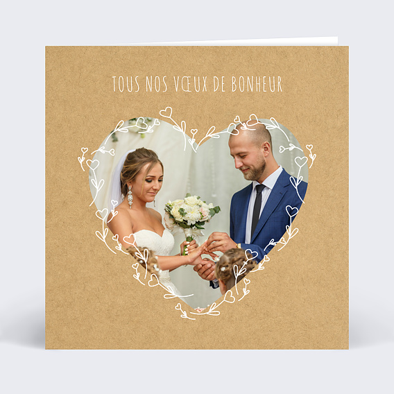 Félicitations Mariage Coeur Fleuri