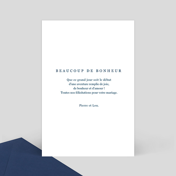 Félicitations mariage Caractère  Verso