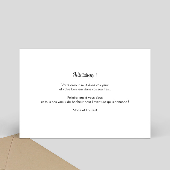 Carte félicitations mariage Charme Classique Verso