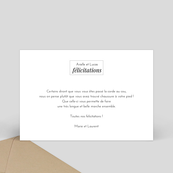 Carte félicitations mariage Étiquette Verso
