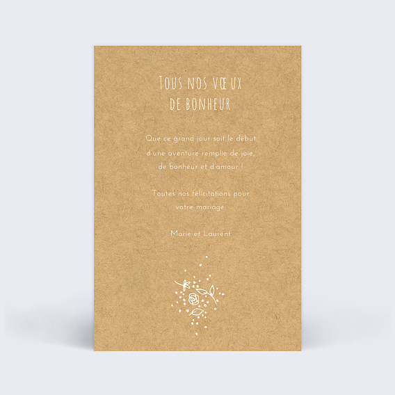 Carte félicitations mariage Fleurs de Printemps Photo Verso