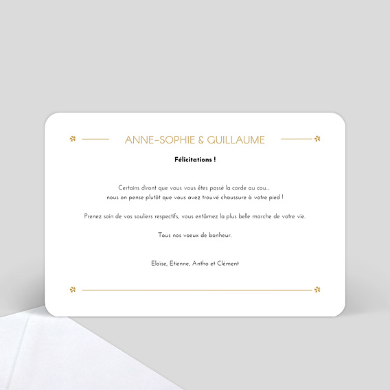 Carte félicitations mariage Losange Fleuri Verso