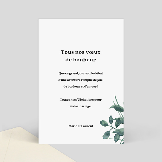 Carte félicitations mariage Luxe Verso