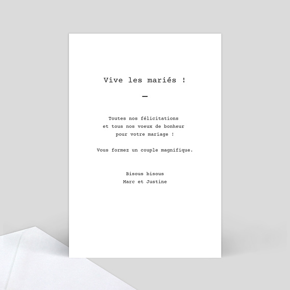 Carte félicitations mariage Polaroid Simple II Verso