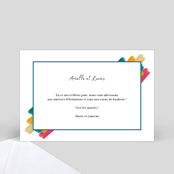Carte félicitations mariage Traits de Peinture Verso