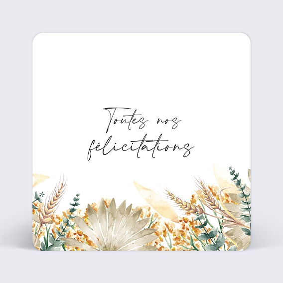 Carte félicitations mariage Bohemia Recto