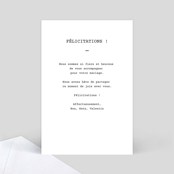 Carte félicitations mariage Polaroïd Simple Verso