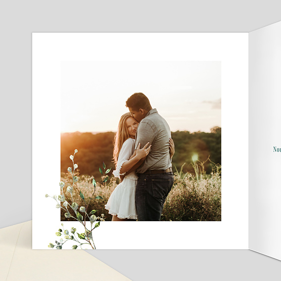 Carte félicitations mariage Herbarium Mariage Intérieur Gauche