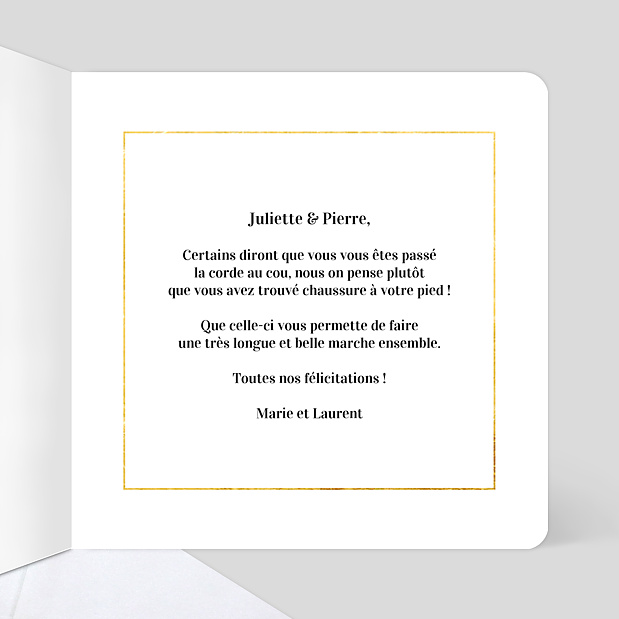Félicitations Mariage Feuilles d'Or Intérieur Droit