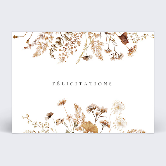 Carte félicitations mariage Jardin Sauvage Recto