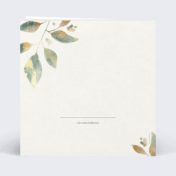 Carte félicitations mariage Feuilles de Jade Verso