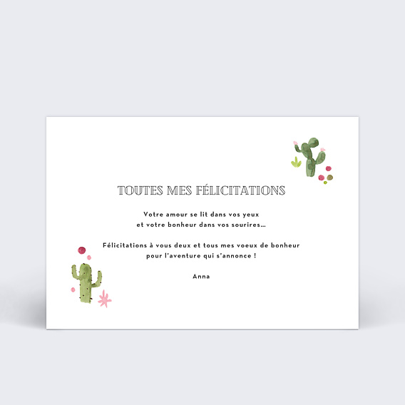 Félicitations Mariage Cactus