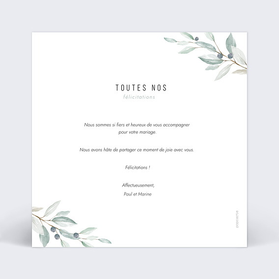 Félicitations Mariage Couronne d'Oliviers