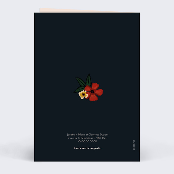 Carte félicitations mariage Collection Anémone  Verso