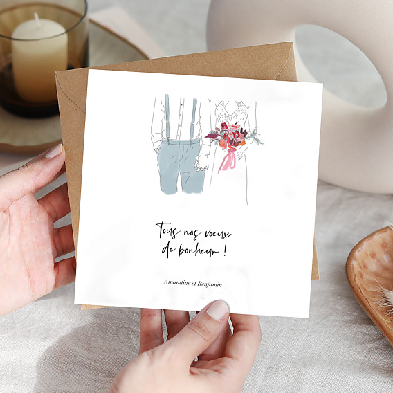 Carte félicitations mariage Illustration Elégance Après 4