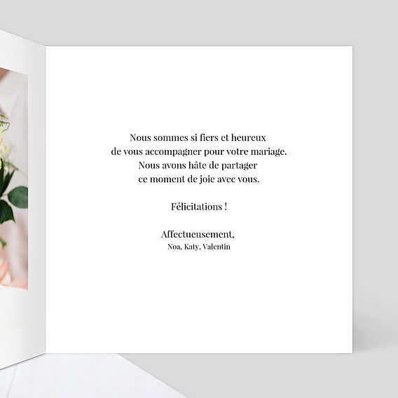 Carte félicitations mariage Tirets Noirs Anneau Intérieur Droit