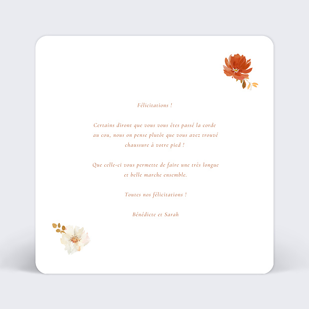 Félicitations Mariage Bouquet Parfumé Verso