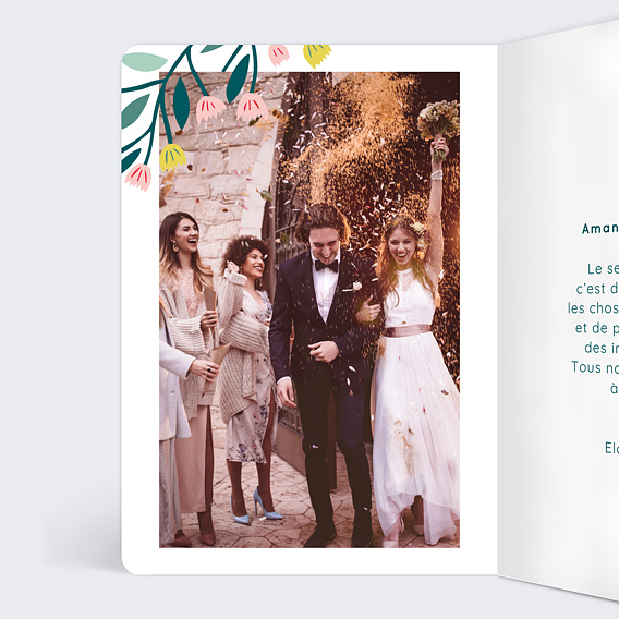 Carte félicitations mariage Floral Atmosphere Intérieur Gauche