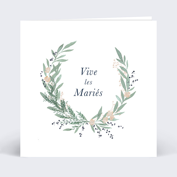 Carte félicitations mariage Couronne de Laurier Recto