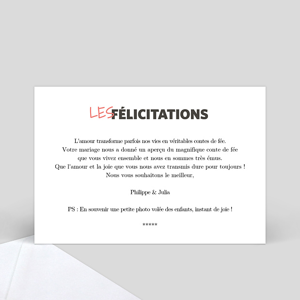 Carte de Félicitations mariage Affiche de film Verso