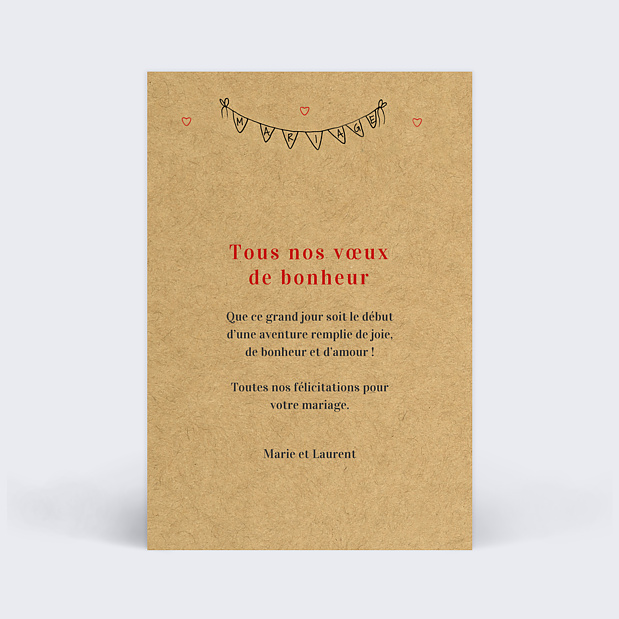 Carte de Félicitations mariage Timeline Verso