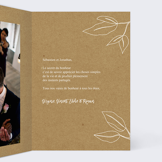 Carte félicitations mariage Esquisse Bohème Intérieur Droit