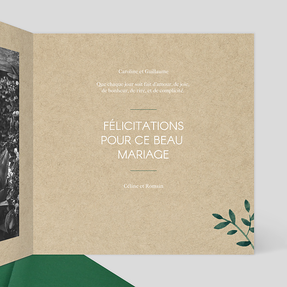 Carte félicitations mariage Ombrage Intérieur Droit