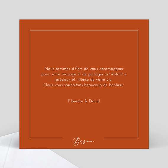 Carte félicitations mariage Été Indien Aquarelle Verso