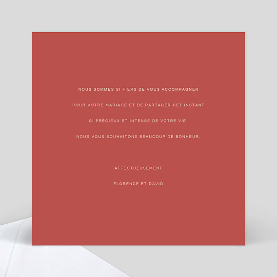 Carte félicitations mariage Velours Verso