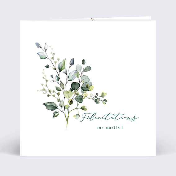 Carte félicitations mariage Herbarium Mariage Recto