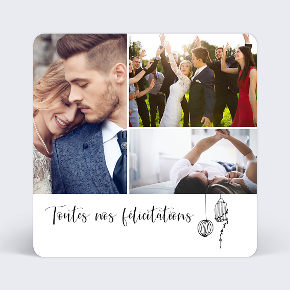 Carte félicitations mariage Liberté Recto