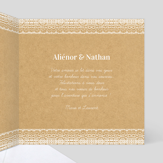 Carte félicitations mariage Fleurs des Champs Intérieur Droit