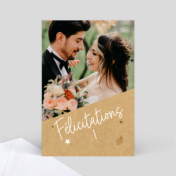 Carte de Félicitations Mariage Tourbillon d'Étoiles Kraft