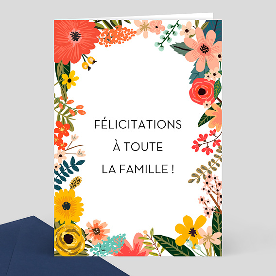 Carte de Félicitations Naissance Bouquet Printanier