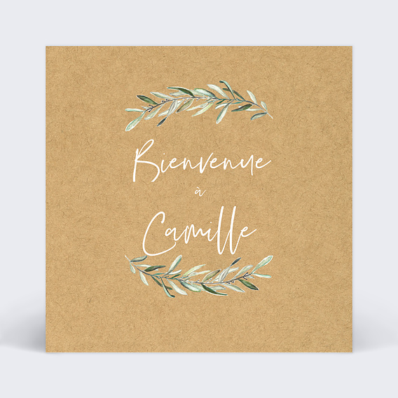 Carte félicitation naissance Lauriers Recto