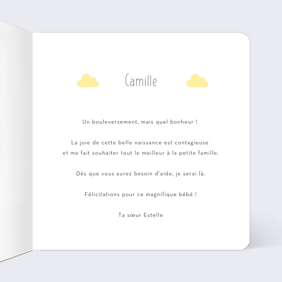 Félicitations Naissance Nuages Doux