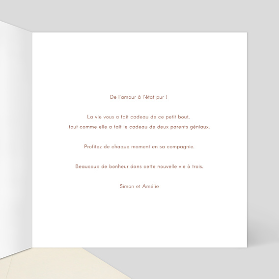 Carte félicitation naissance Ligne d'Amour Intérieur Droit