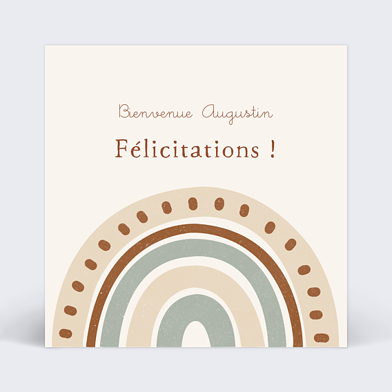 Carte félicitation naissance Arc-en-ciel Recto