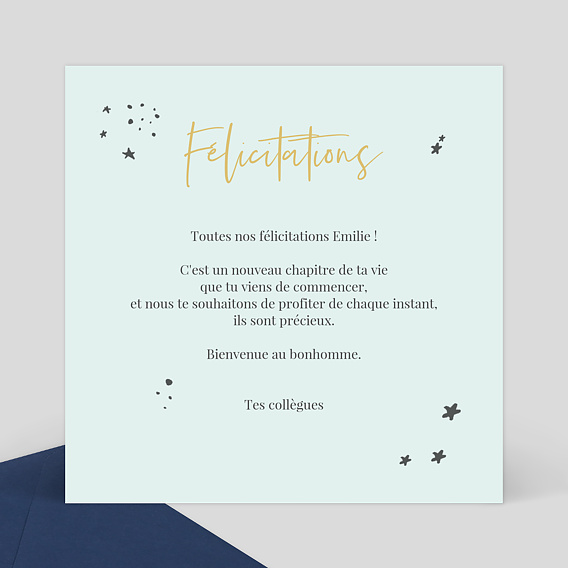 Carte félicitation naissance Jolies Étoiles Verso