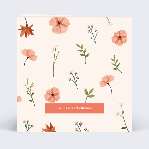 Félicitations Naissance Fleurs Aquarelles