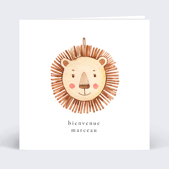 Carte félicitation naissance Lion Recto