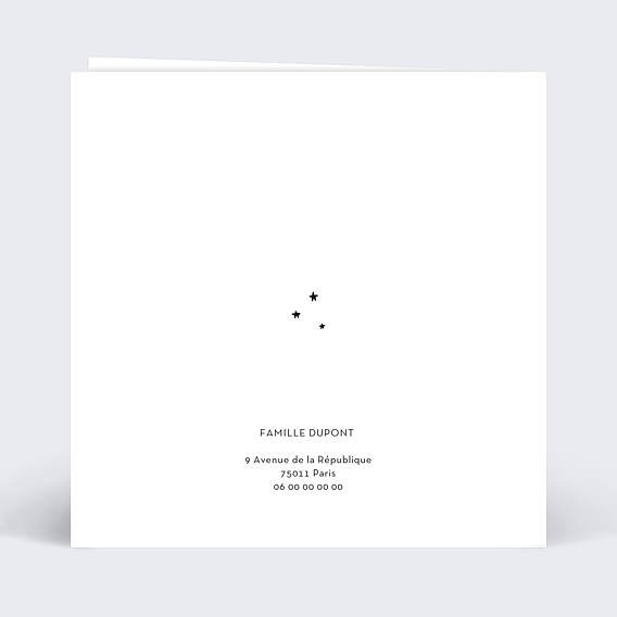 Carte félicitation naissance Garçon  Verso