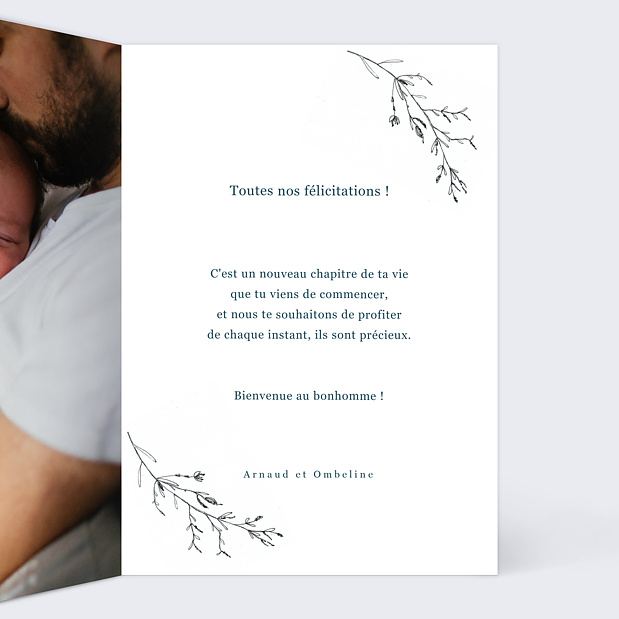 Carte de Félicitations Naissance Idylle Intérieur Droit