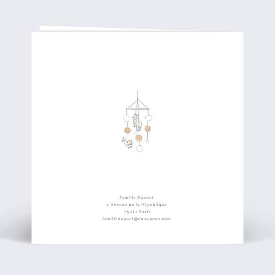 Carte félicitation naissance Jolis Rêves Verso