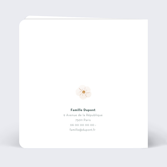 Carte félicitation naissance Magnolia Verso