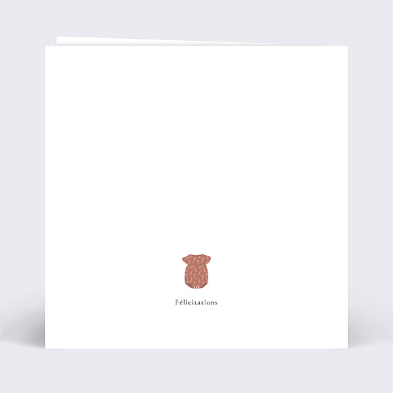 Carte félicitation naissance Petits Vêtements Fille Verso