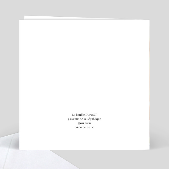 Carte félicitation naissance Tirets Jeu d'Enfant Verso