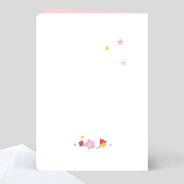 Carte de félicitations naissance Licorne arc en ciel Verso